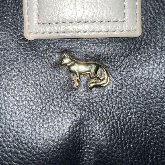 Emma Fox Women's Black, Cream & Taupe Leather Satchel Handbag Medium Size - Picture 4 of 14